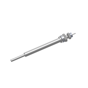 RTD assembly with 6-inch wiring leads and a projectile well, featuring a 9.13-inch probe for precise temperature measurement.