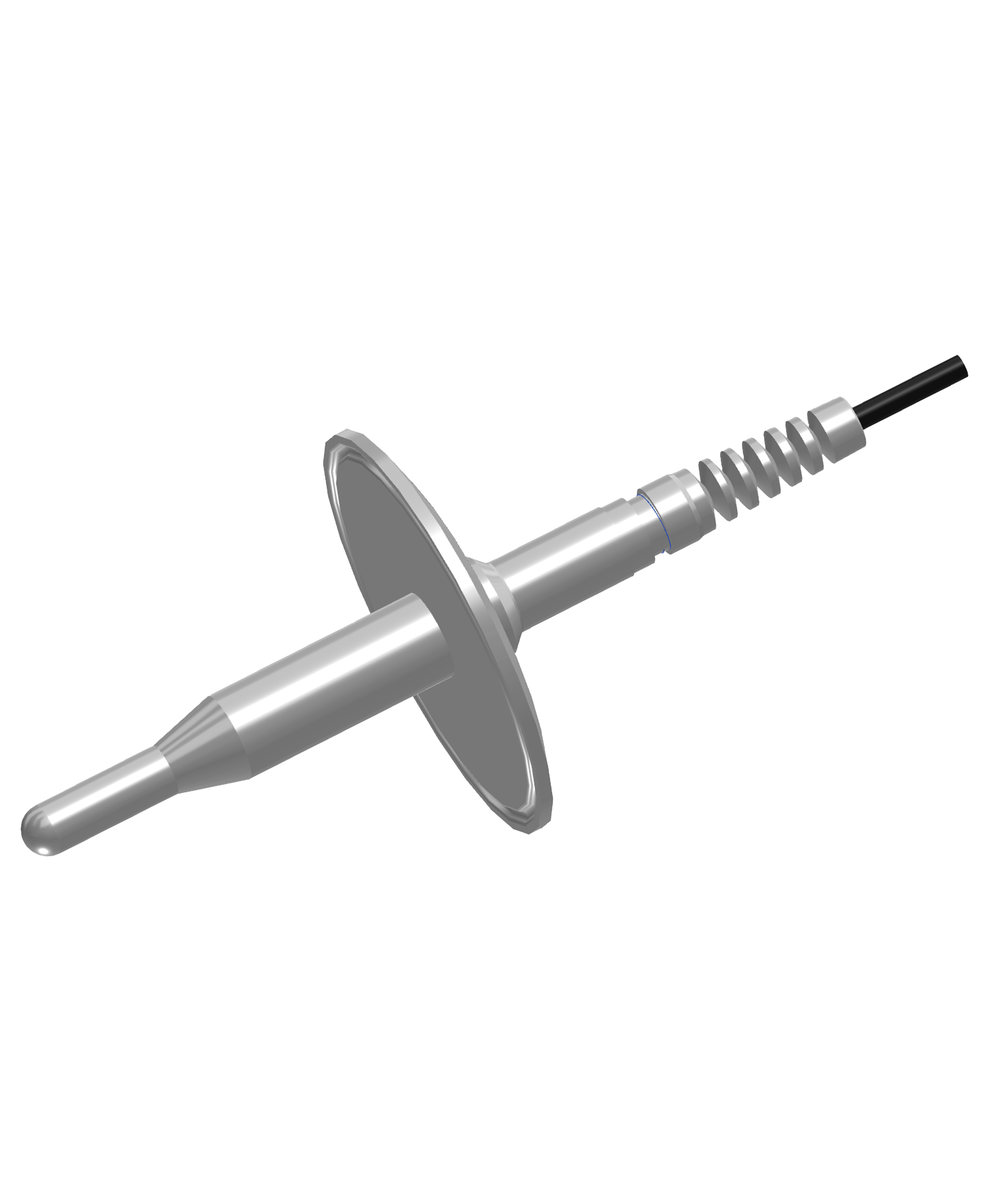 RTD (Resistance Temperature Detector) with sealed cable, 3-inch Tri-Clamp connection, 3.75-inch probe, 25-foot heavy-duty cable, manufactured by Anderson.