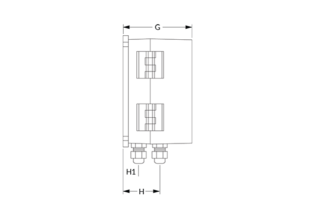 IZMS Dimensional Diagram (Panel, Dimensions G, H, and H1)