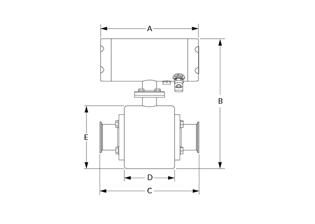 IZMAG Dimensional Diagram (Dimensions A, B, C, D, and E)