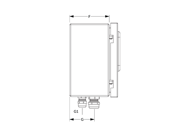 IZMAG Dimensional Diagram (Dimensions F, G, and G1)
