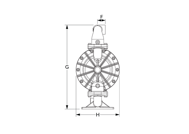 A200 Dimensional Diagram (Bolted, Dimensions F, G, and H)