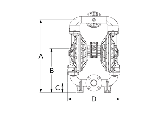 A200 Dimensional Diagram (Flanged, Dimensions A, B, C, and D)