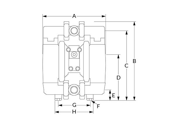 C100 Dimensional Diagram (Dimensions A, B, C, D, E, F, G, and H)