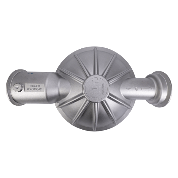 Liquid chamber for Wilden pumps, constructed from aluminum for durability and lightweight handling.