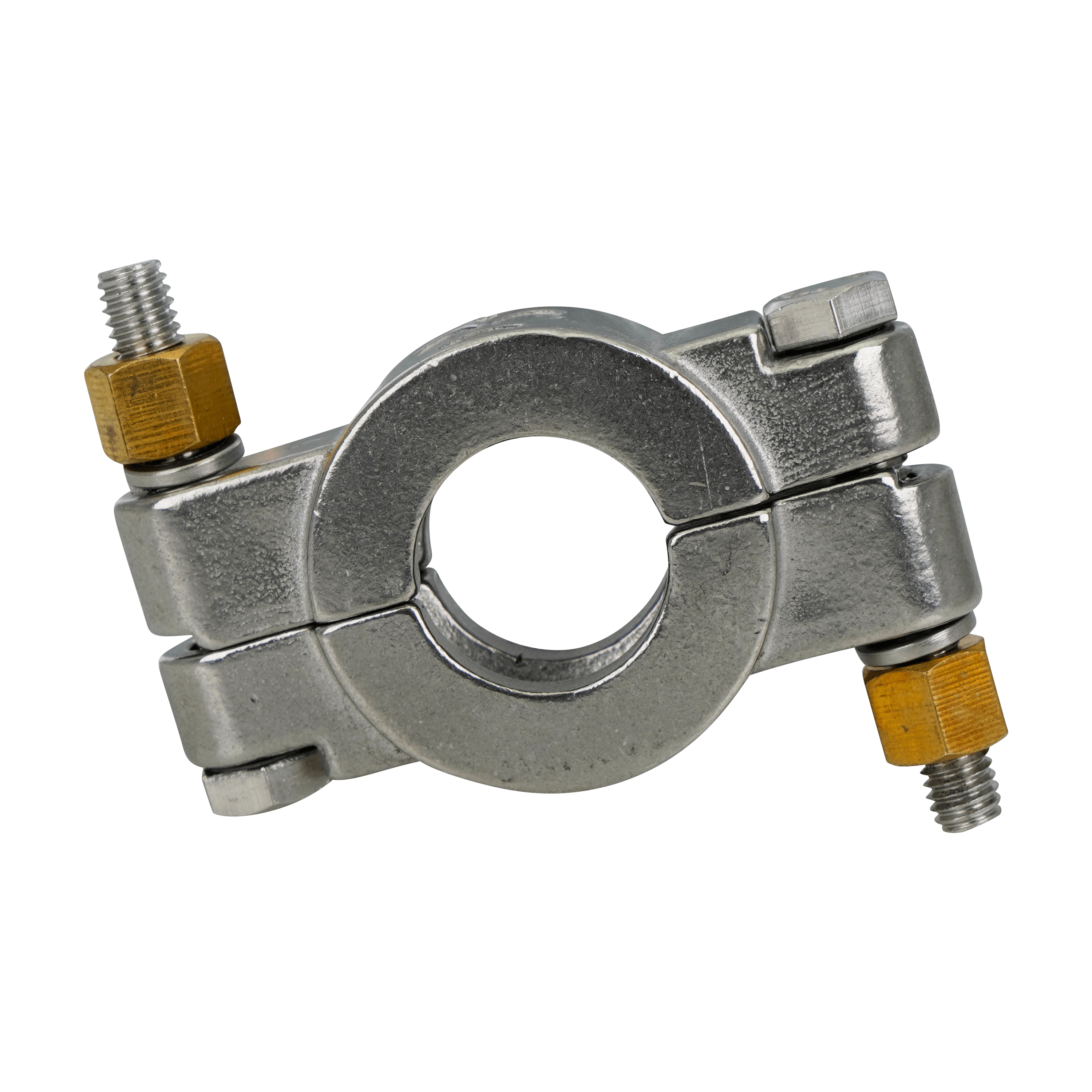 high-pressure clamp, compatible with 0.25-inch to 0.75-inch Tri-Clamp connections, made from 304 stainless steel