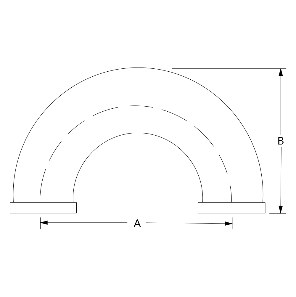 2UMP Tri-Clamp 180&deg; Bend Dimensional Diagram