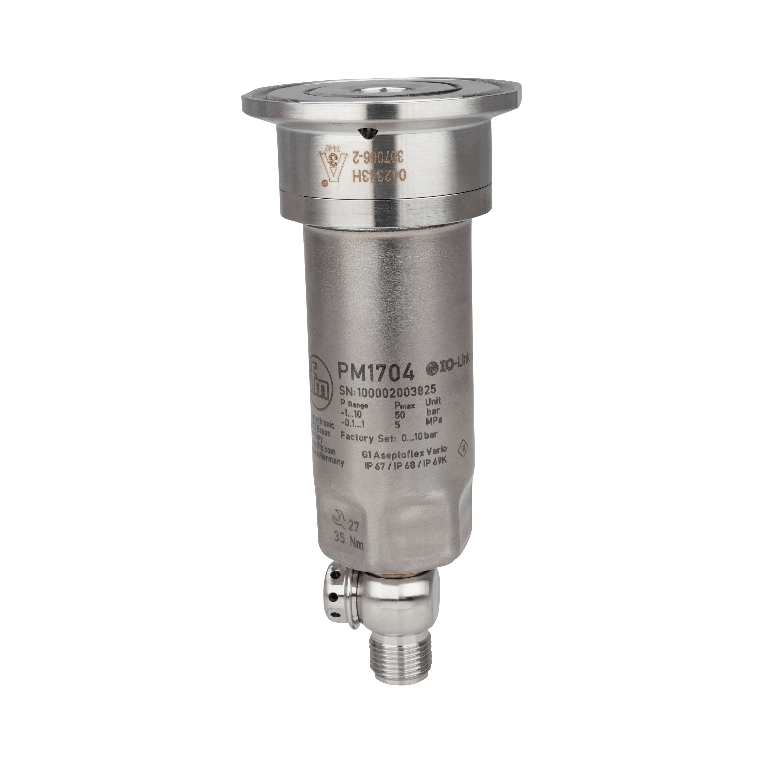 Sanitary pressure transmitter without display 1.5" tri-clamp 2 wire scalable analog signal 4 to 20 ma -7 to 145 PSI