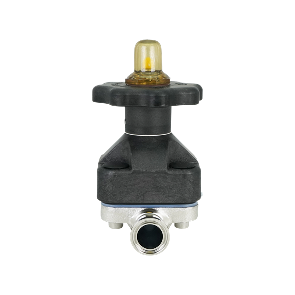 Diaphragm valve with a 0.75-inch tri-clamp connection, featuring a TME autoclavable poly sulfone thermoplastic bonnet with a 15RA EP finish, manufactured by ITT.