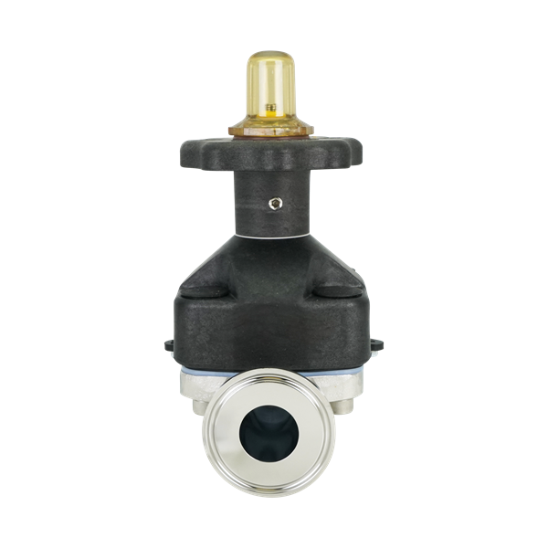 Diaphragm valve with 1-inch tri-clamp connection, TME forged poly sulfone thermoplastic bonnet, 15RA EP internal surface finish, by ITT.