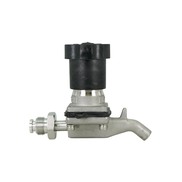 0.38-inch diaphragm valve with a swivel nut, Swickle Bio-Tek design, featuring a 35RA finish.