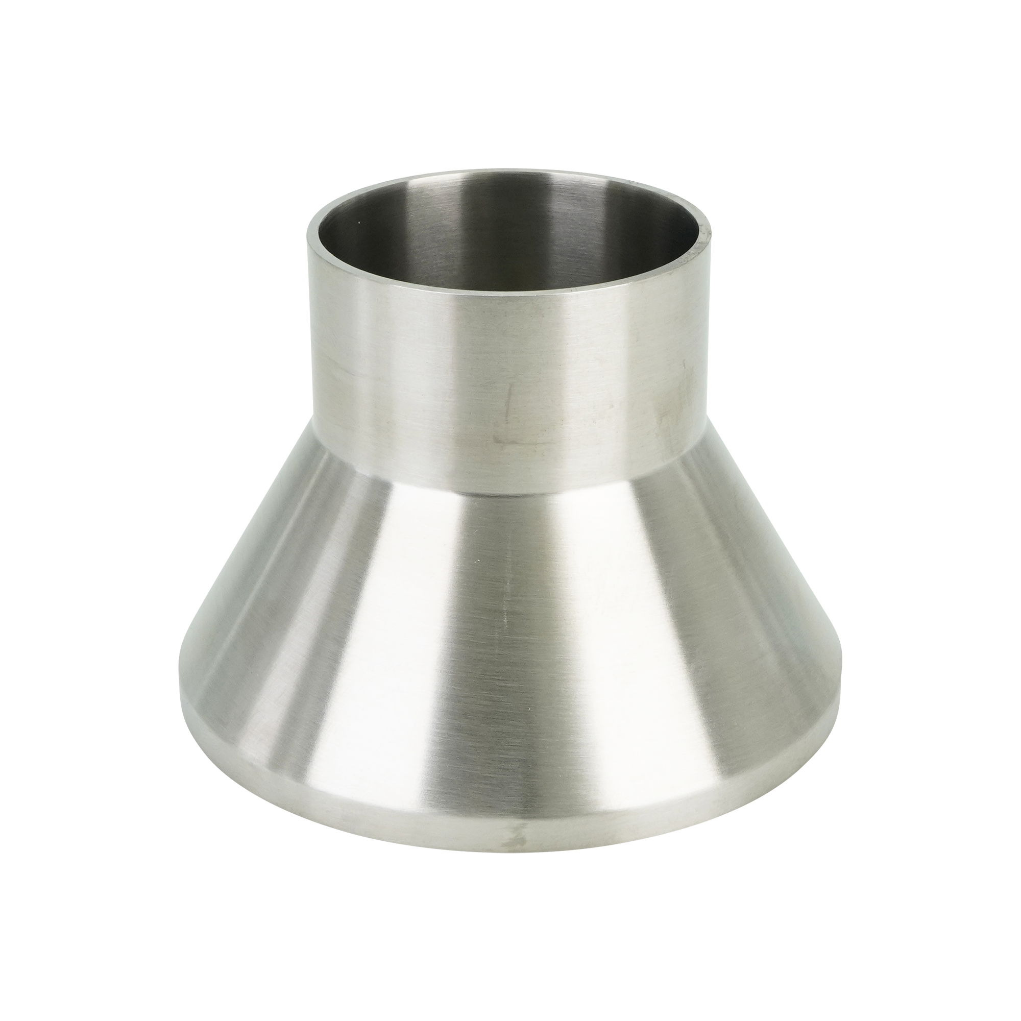 Adapter for 3-inch schedule 10 pipe to 2-inch butt-weld tube, made from 316L stainless steel with a 2.5-inch overall length.