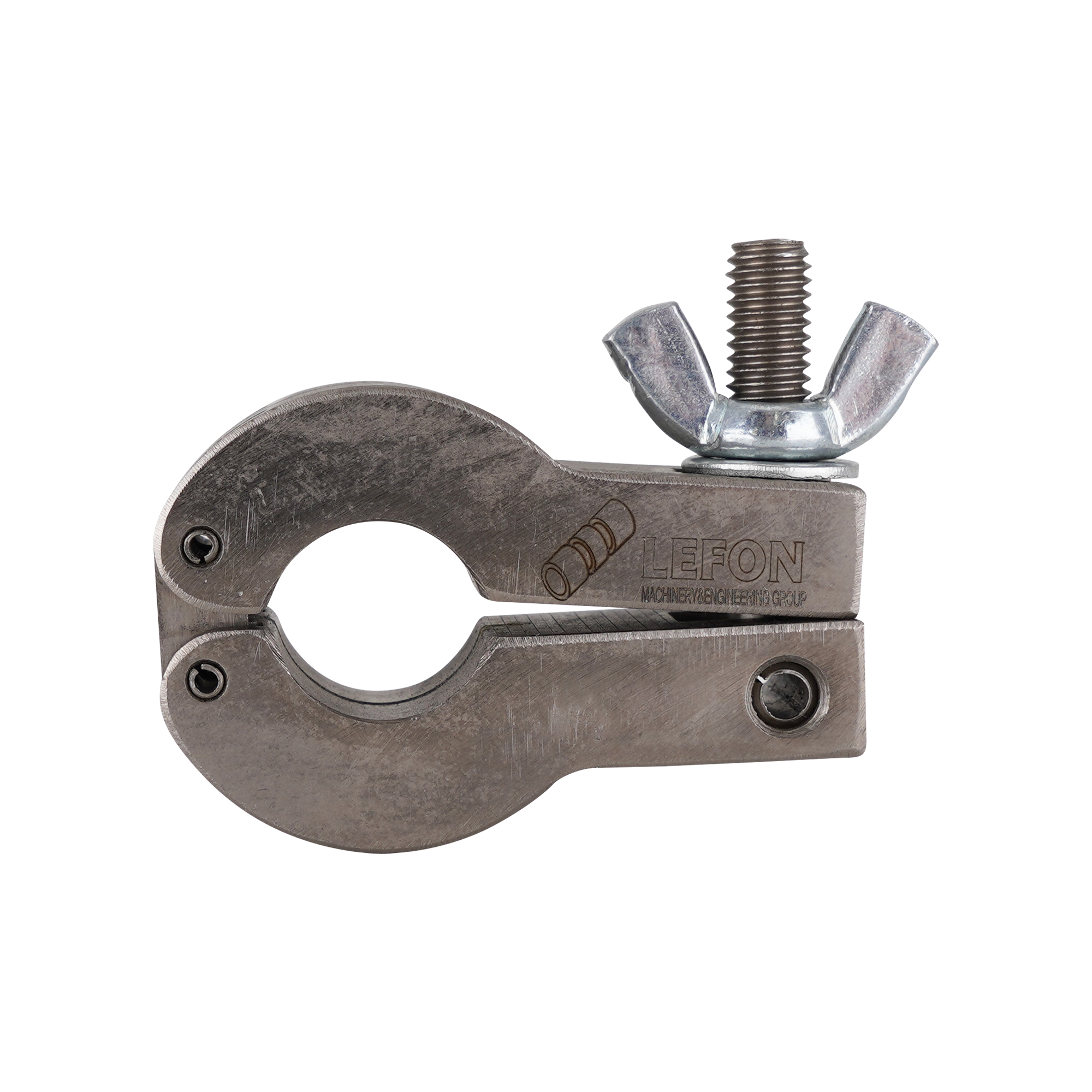 Saw guide for DN20 pipes with a 23mm outer diameter and a wing nut configuration.