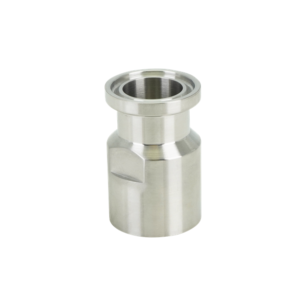 0.75-inch tri-clamp to 0.25-inch FPT adapter, constructed from 316L stainless steel, featuring 20RA internal and 32RA external finish.
