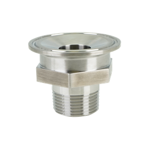 Adapter 2" tri-clamp x 1" MPT, 304, 32Ra ID, 32Ra OD