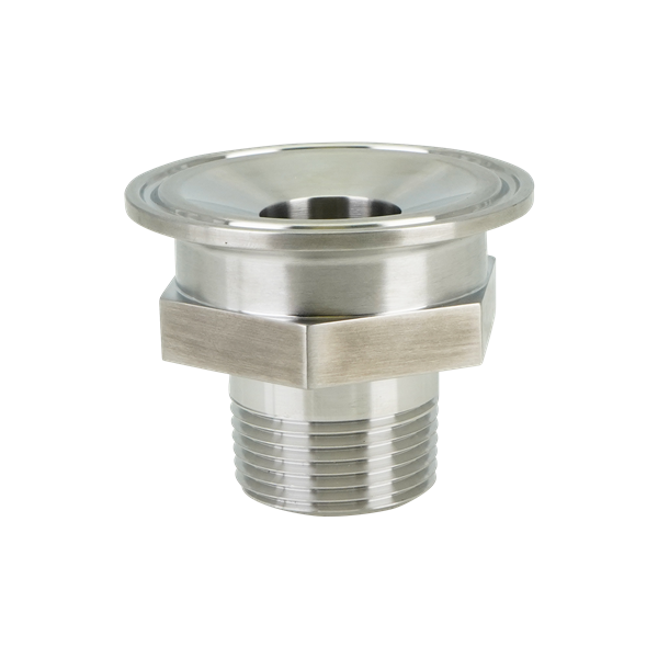 Adapter 2" tri-clamp x 1" MPT, 304, 32Ra ID, 32Ra OD