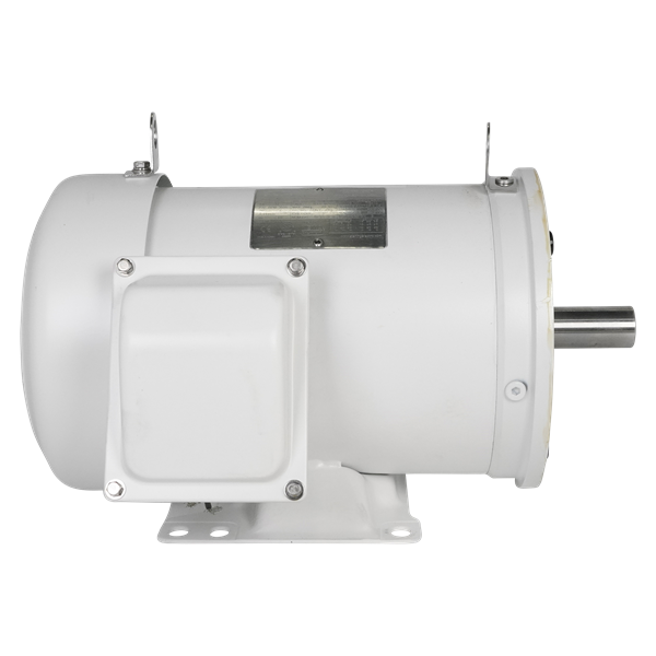 5HP motor with 1800 RPM, 3-phase, 60Hz operation, compatible with 208V, 230V, and 460V, washdown-rated with 184TC frame and IP55 protection, manufactured by Sterling.
