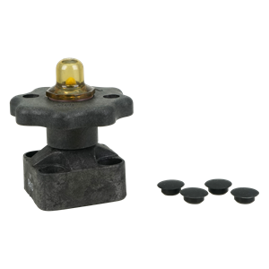 Bonnet assembly with a 0.5-inch poly sulfone thermoplastic bonnet and a plastic travel stop, by ITT.