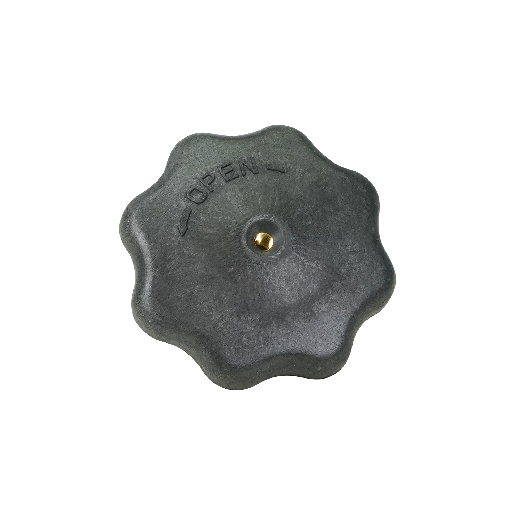Handwheel made of PBT plastic, compatible with 0.5-inch, 0.75-inch, and 1-inch connections, manufactured by ITT.
