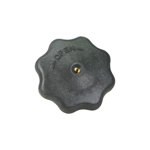 Handwheel made of PBT plastic, compatible with 0.5-inch, 0.75-inch, and 1-inch connections, manufactured by ITT.
