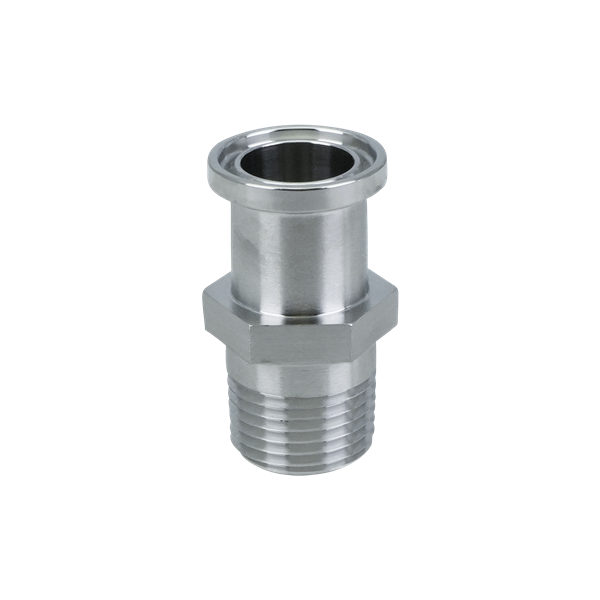 Adapter 0.75" tri-clamp x 0.375" MPT, 316L, 20Ra ID, 32Ra OD