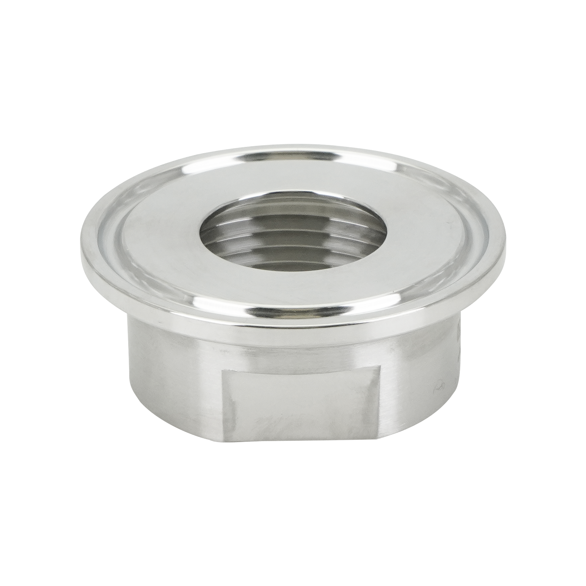 adapter, 1-inch Tri-Clamp to 1-inch female pipe thread, made from 316L stainless steel, with 32RA interior and exterior surface finish