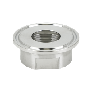 adapter, 1-inch Tri-Clamp to 1-inch female pipe thread, made from 316L stainless steel, with 32RA interior and exterior surface finish