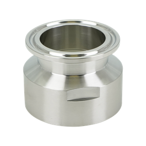 adapter, 1.5-inch Tri-Clamp to 1.5-inch female pipe thread, made from 316L stainless steel, with 32RA interior and exterior surface finish