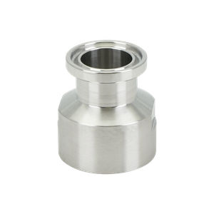 adapter, 0.75-inch Tri-Clamp to 0.75-inch female pipe thread, made from 316L stainless steel, with 20RA interior and 32RA exterior surface finish
