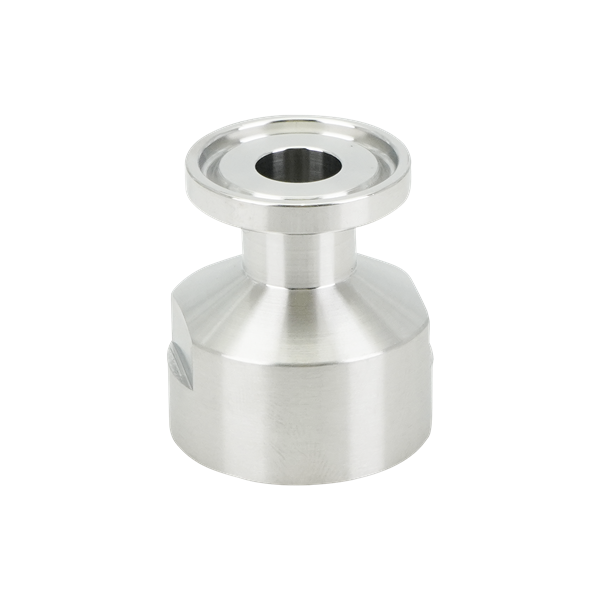 adapter, 0.5-inch Tri-Clamp to 0.5-inch female pipe thread, made from 316L stainless steel, with 20RA interior and 32RA exterior surface finish
