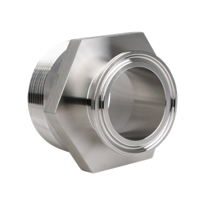 Adapter 1.5" tri-clamp x 2" MPT 316L 32Ra inner diameter 32Ra outer diameter