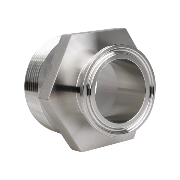 Adapter 1.5" tri-clamp x 2" MPT 316L 32Ra inner diameter 32Ra outer diameter
