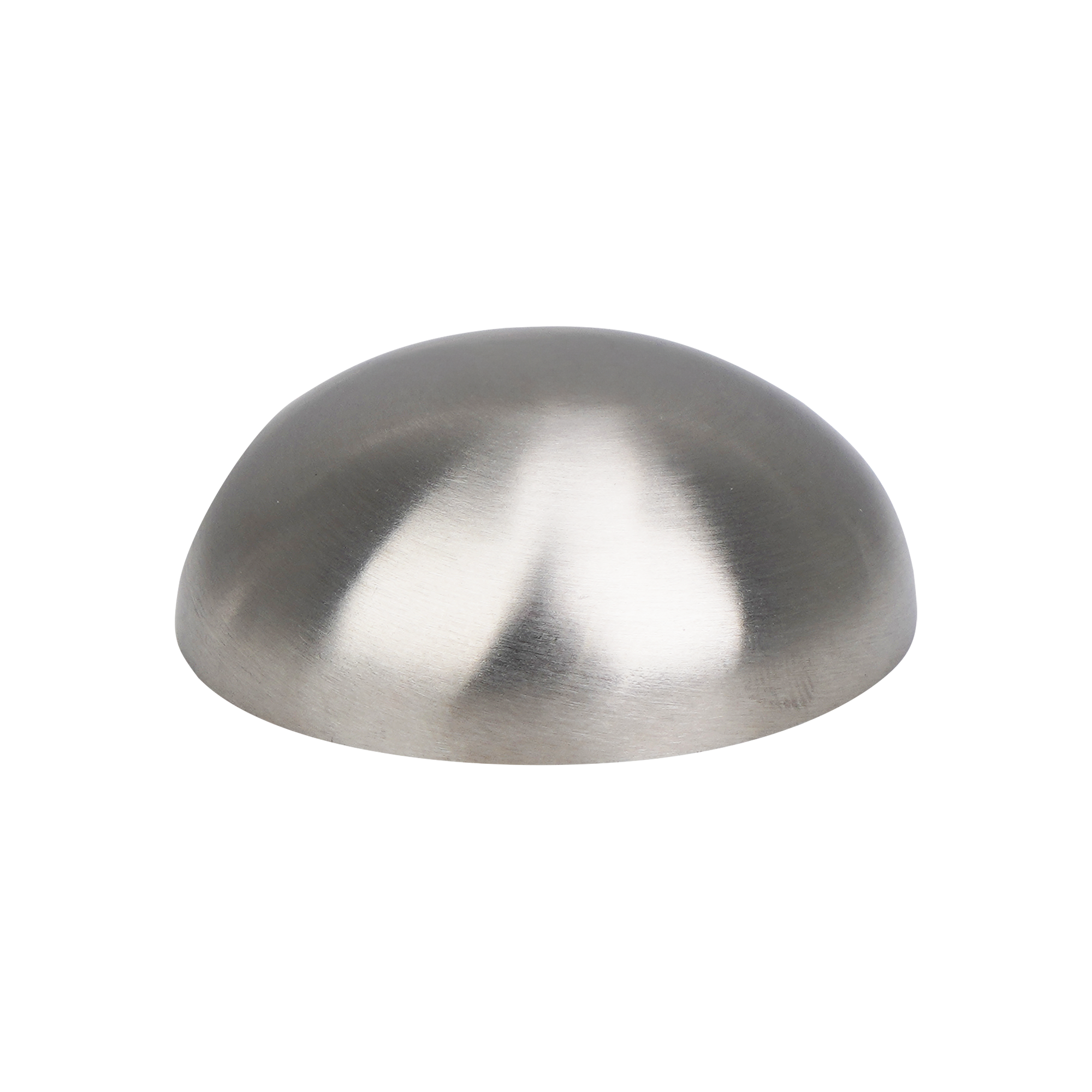 Cap for 1.5-inch butt-weld connections, made from 304 stainless steel with a mill finish.