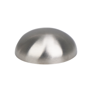 Cap for 1.5-inch butt-weld connections, made from 304 stainless steel with a mill finish.