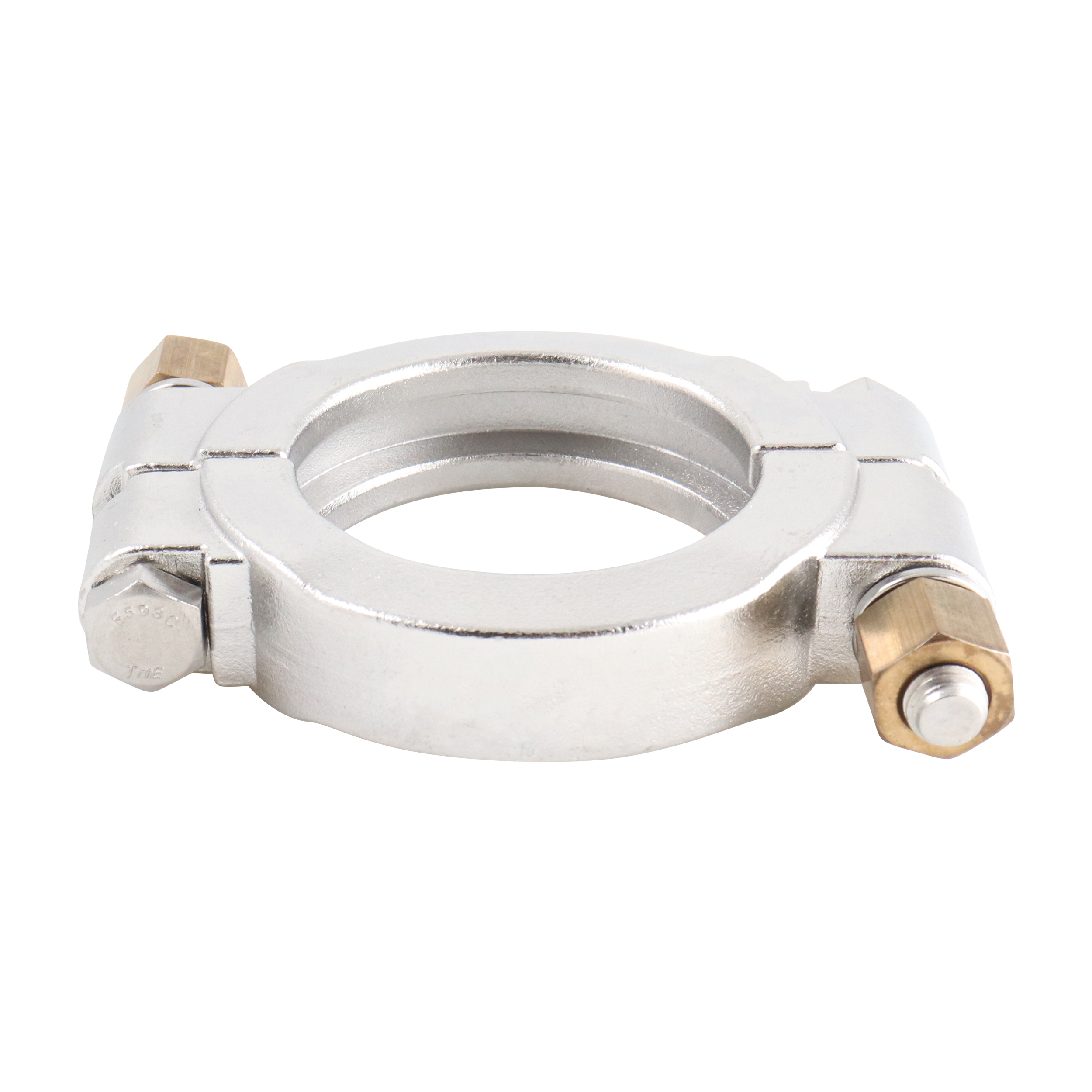 High-pressure block-style clamp for 2-inch Tri-Clamp connections, constructed from durable 304 stainless steel.