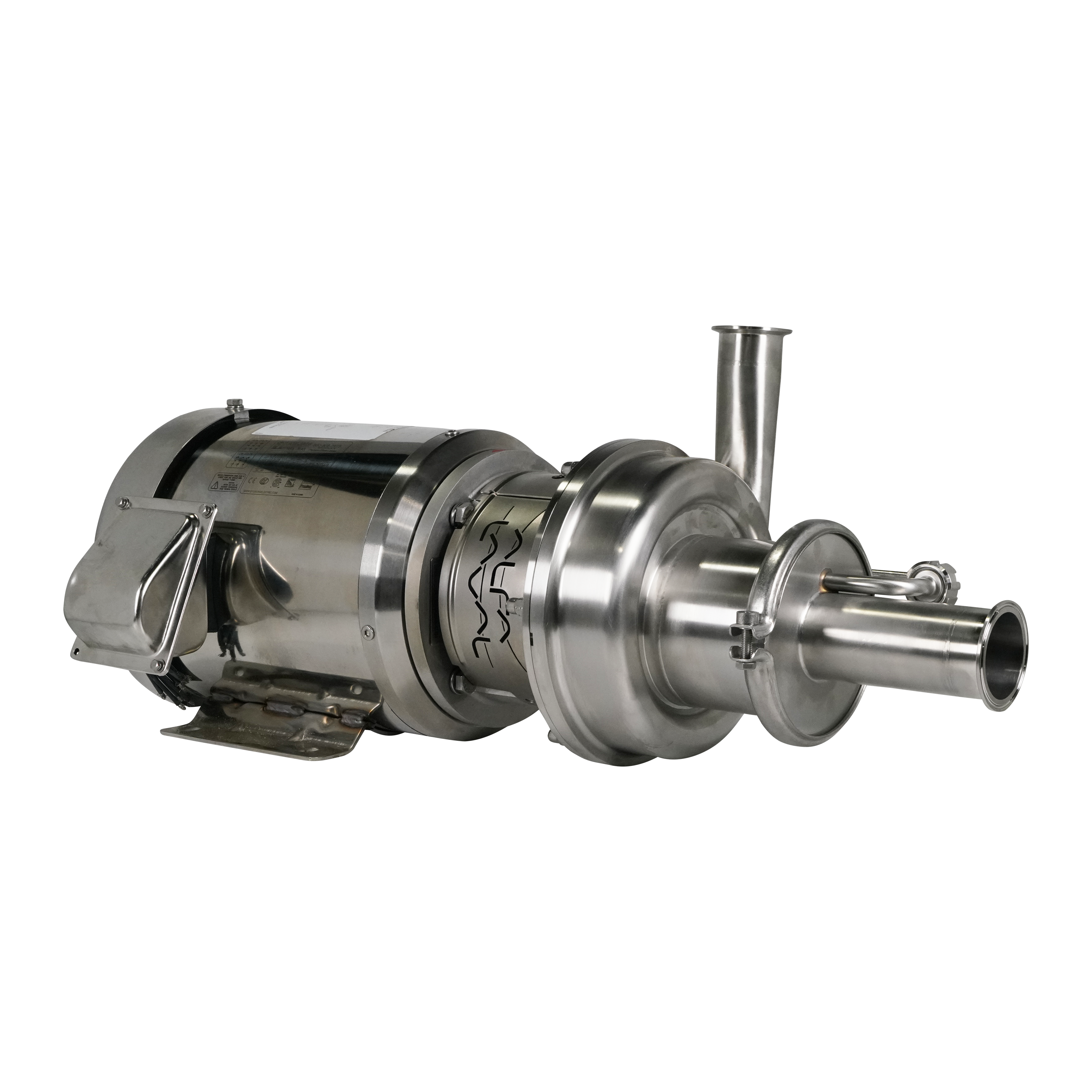 LKH20 prime pump and motor 2.5" x 2" tri-clamp 316l 32Ra C/SC single mechanical EPDM 165mm impeller 254TC 15hp 3 phase 60hz 230v 460v 3600 RPM stainless sterling no legs Alfa Laval