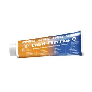 Lubri-Film Plus lubricant, 4oz tubes, box of 12, manufactured by Haynes, designed for hygienic applications.
