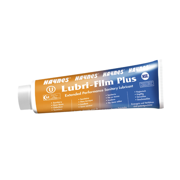 Lubri-Film Plus lubricant, 4oz tubes, box of 12, manufactured by Haynes, designed for hygienic applications.