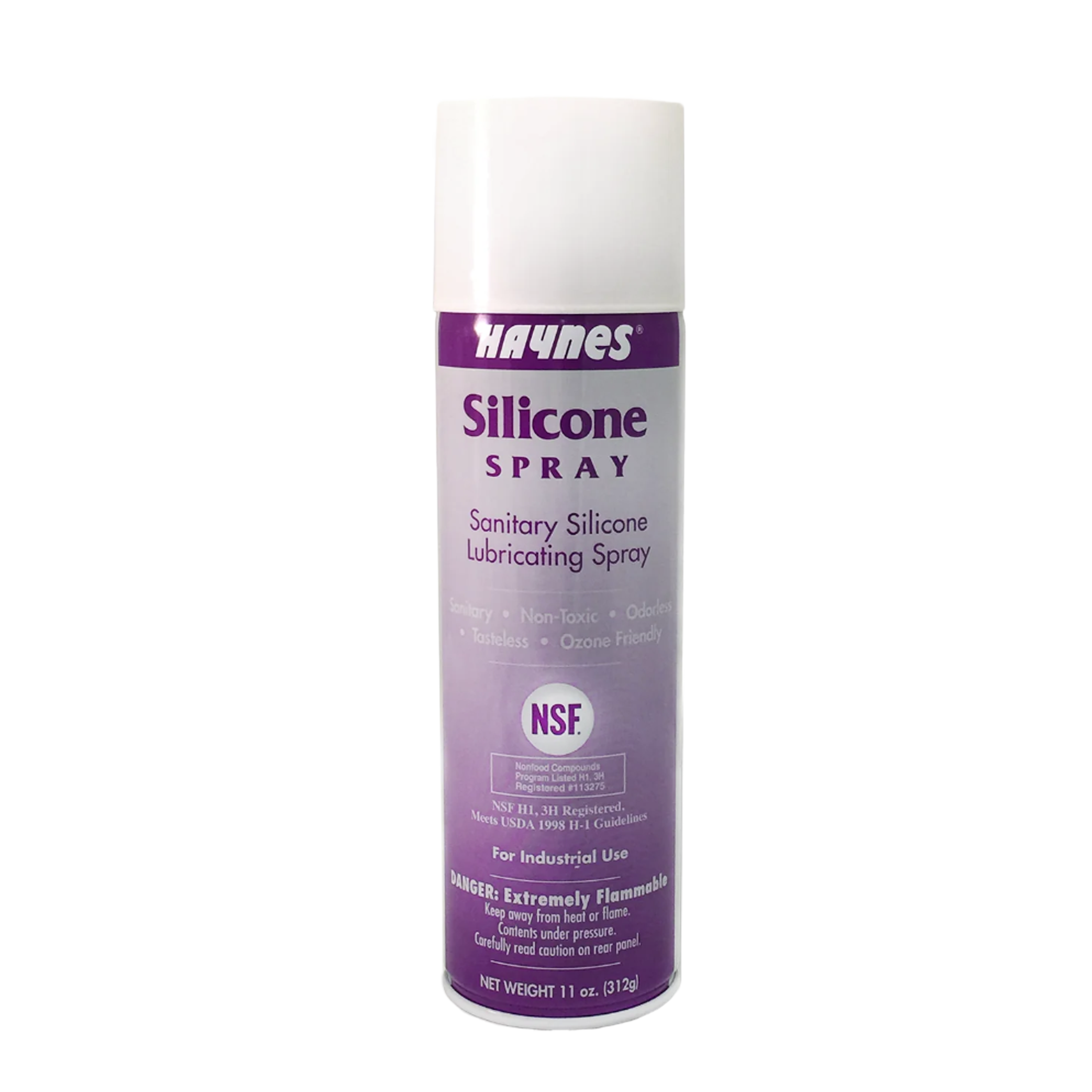 Silicone spray, 11-ounce cans, packaged in a box of 12, manufactured by Haynes.