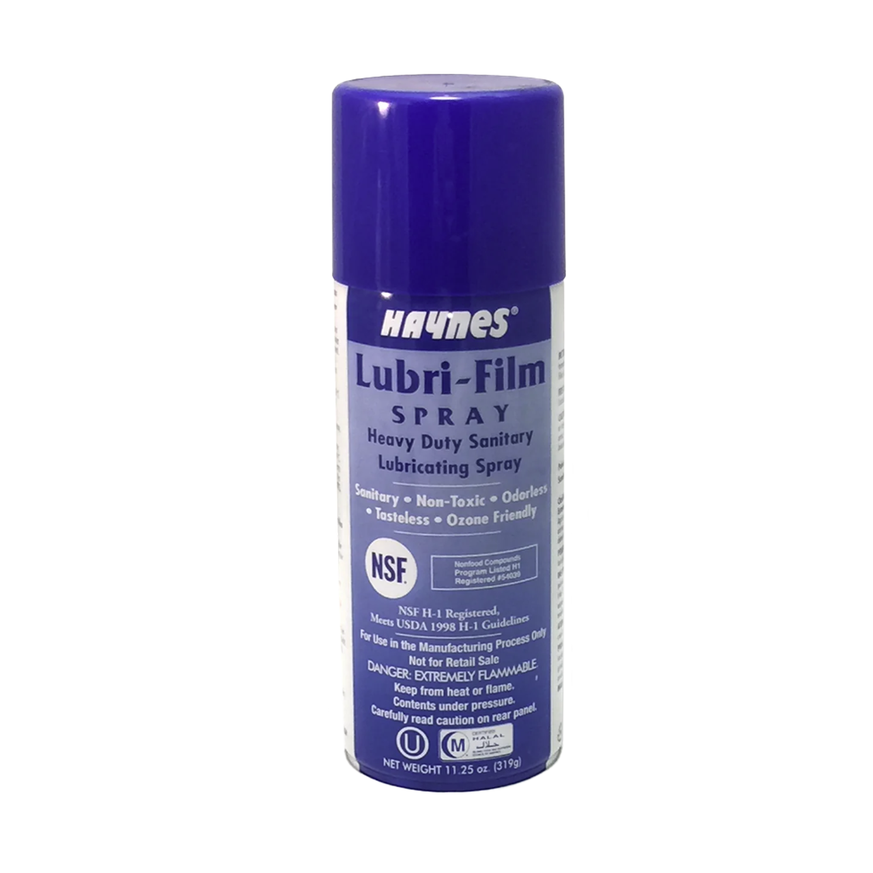 Lubricant blue spray, packaged in a box of 6, 11.25-ounce cans, manufactured by Haynes.