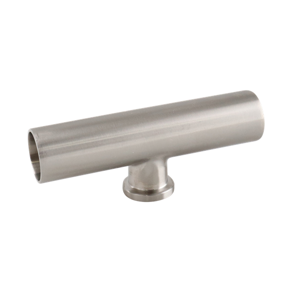 reducing tee, 1-inch x 0.75-inch Tri-Clamp, short branch, made from 316L stainless steel, with 20RA interior and 32RA exterior surface finish, SF1 BPE compliant

