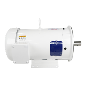 5HP motor with 3600 RPM, 3-phase, 60Hz operation, compatible with 208V, 230V, and 460V, washdown-rated with 184TC frame and IP55 protection, manufactured by Baldor.
