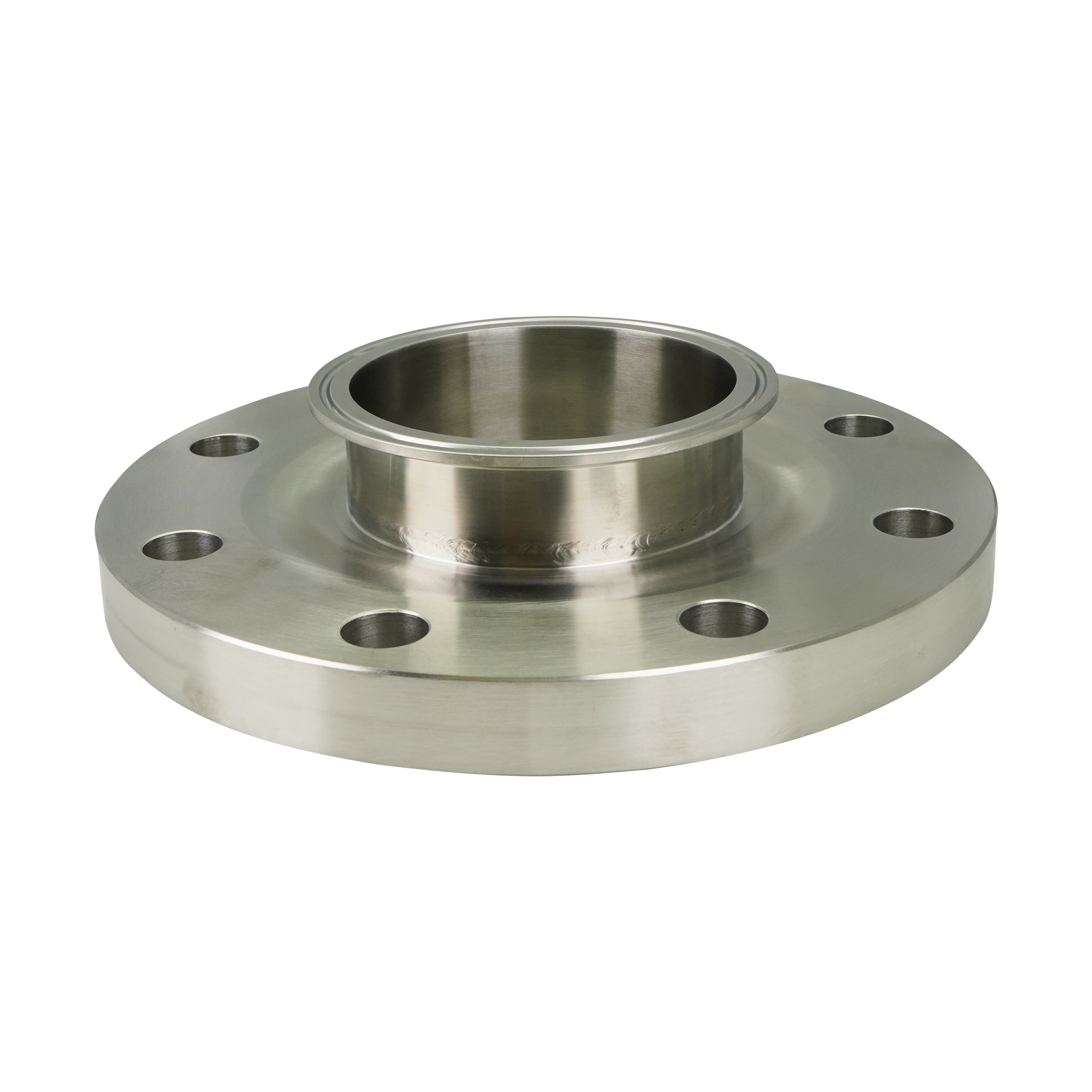 Adapter, 4-inch 150# flange to 4-inch tri-clamp connection, made of 316L stainless steel.
