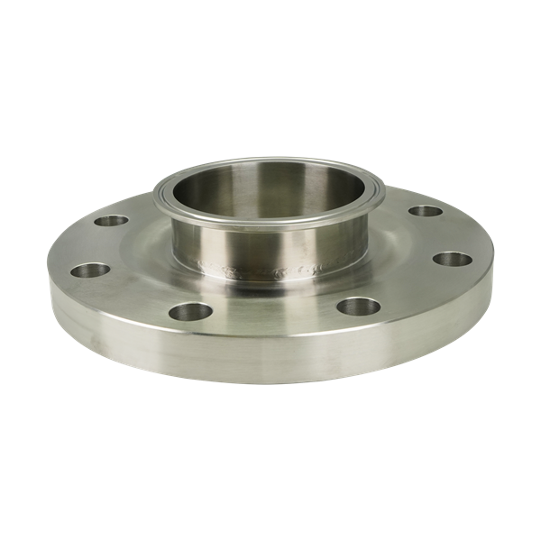 Adapter, 4-inch 150# flange to 4-inch tri-clamp connection, made of 316L stainless steel.
