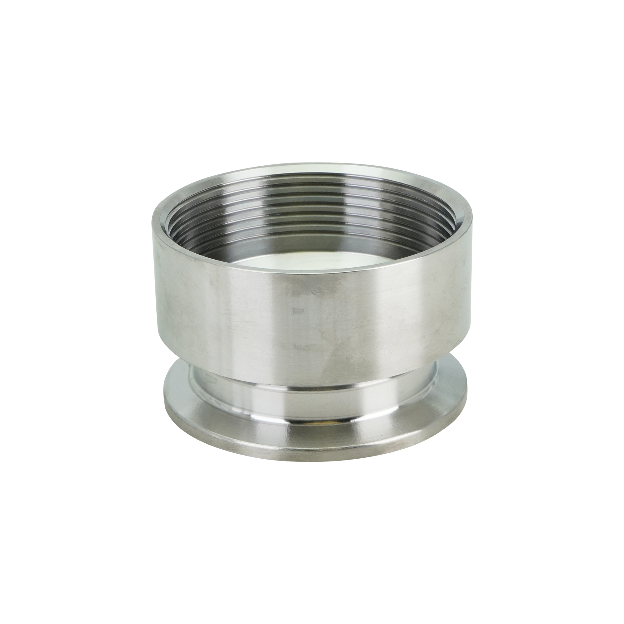 Adapter 2.5" tri-clamp x 2.5" FPT 316L 32Ra inner diameter 32Ra outer diameter