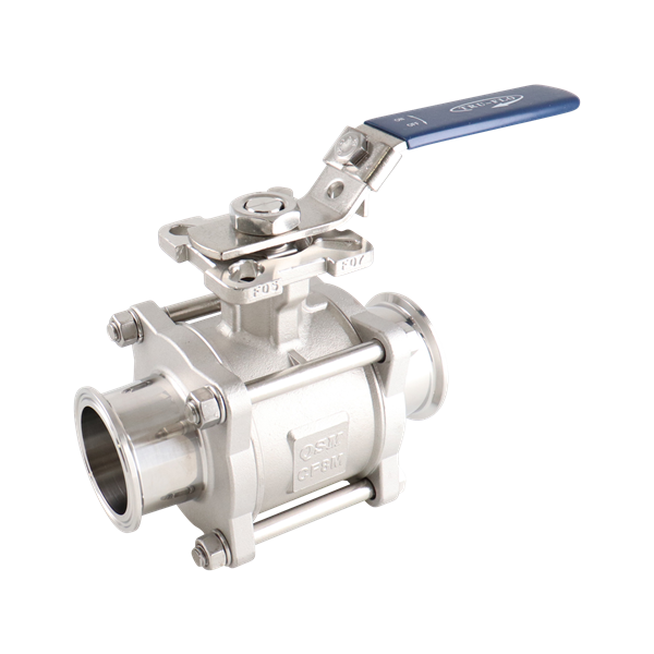 Ball Valve, 1.5-inch tri-clamp connection, made of PTFE and 316L stainless steel by QSM.
