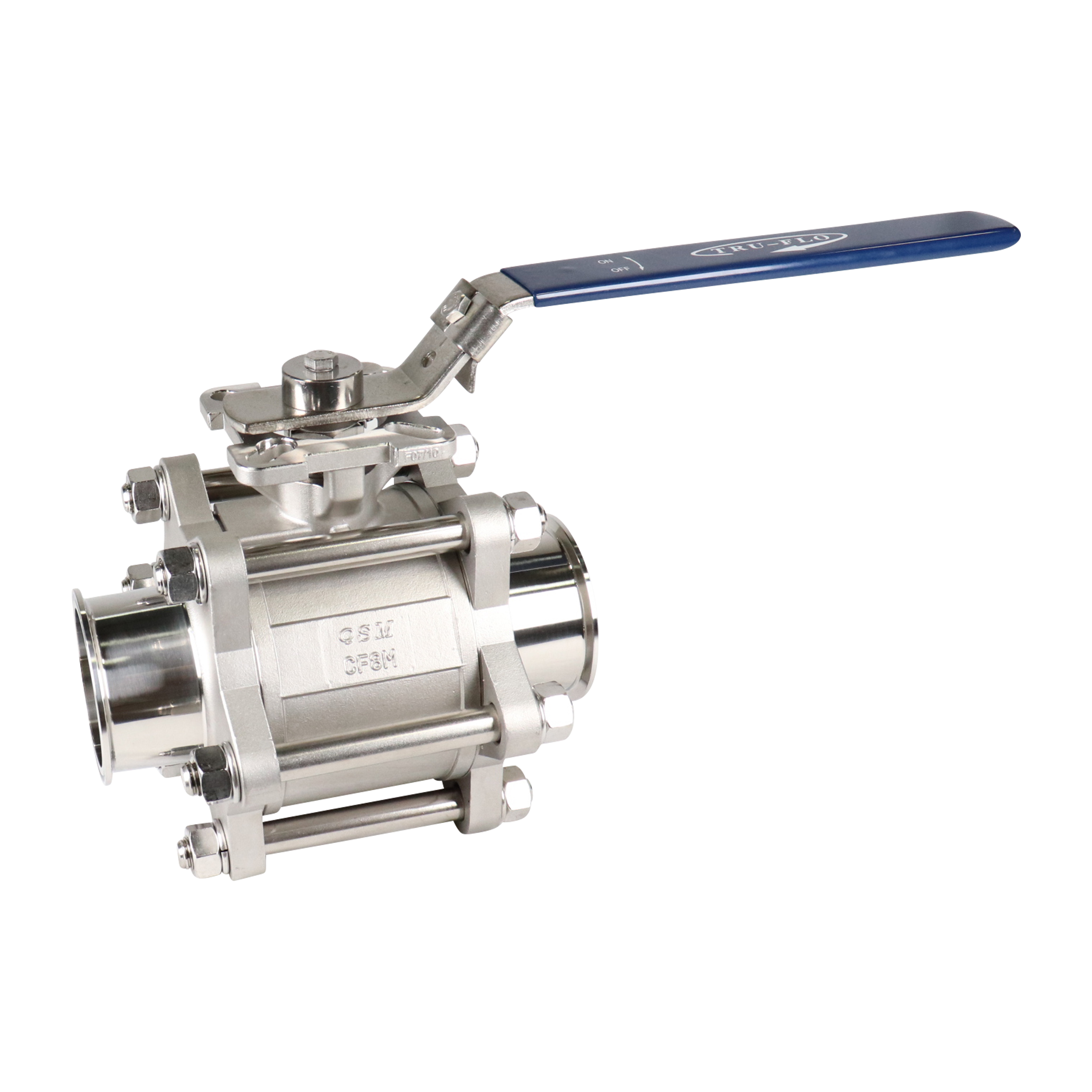 Ball valve 3" tri-clamp PTFE cavity fill 316L manufacturered by QSM