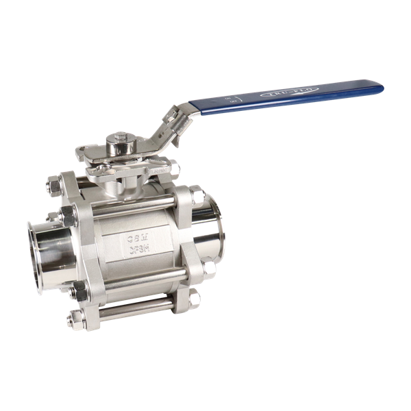 Ball valve 3" tri-clamp PTFE cavity fill 316L manufacturered by QSM