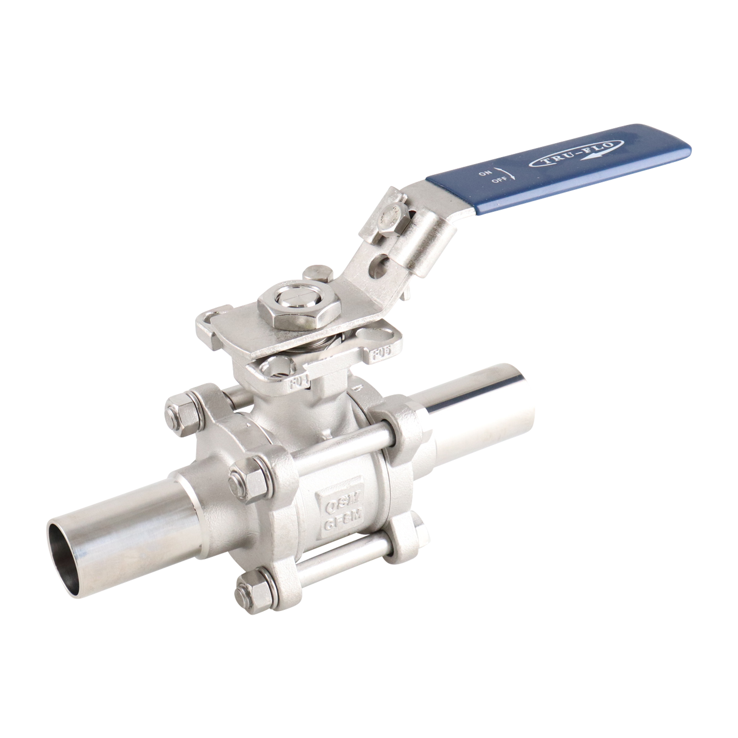 Ball valve 1" butt weld ext PTFE cavity fill 316L made by QSM
