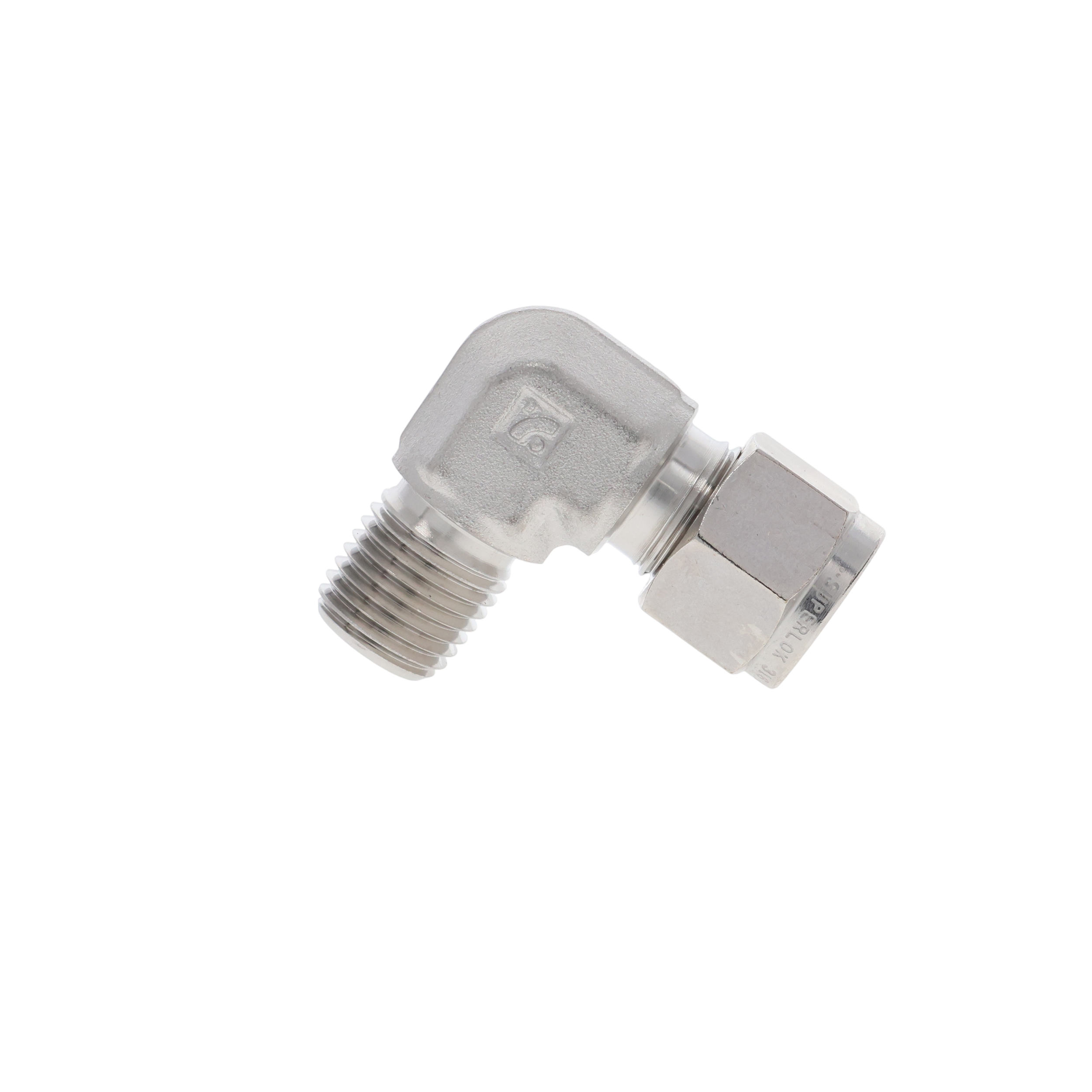 90 DEGREE MALE ELBOW 3/8" COMPRESSION TUBE X 1/4" MNPT 316 SUPERLOK EQUAL TO SS-600-2-4